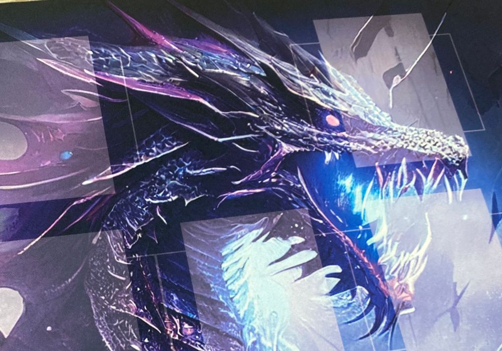 hypemat playmat in purple mit abgebildetem Drachen