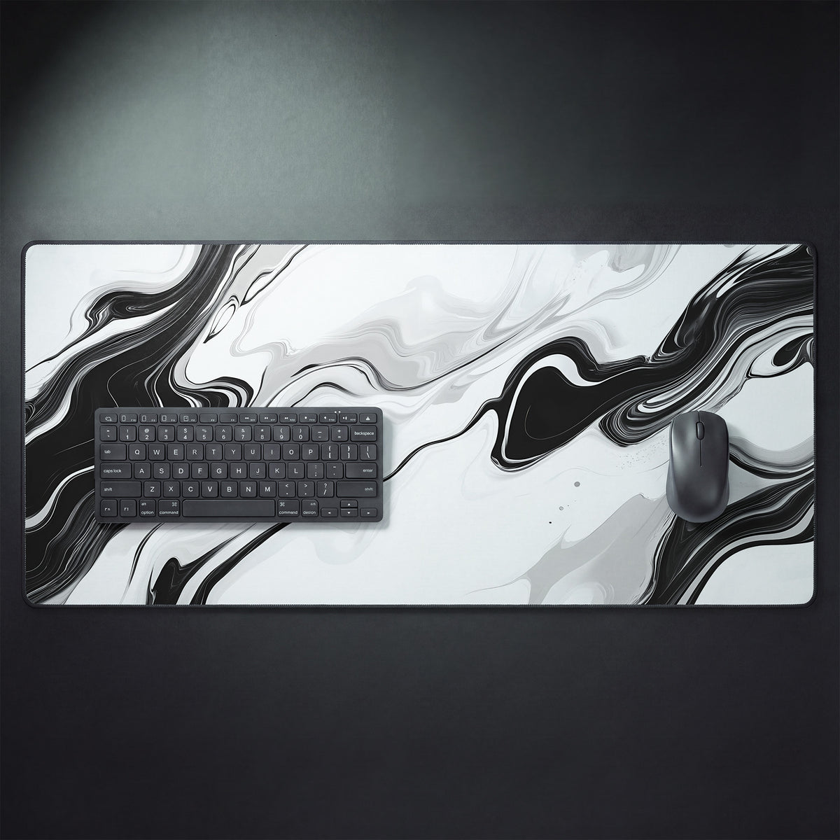 White Marble XXL Mousepad 900x400 mm – Draufsicht